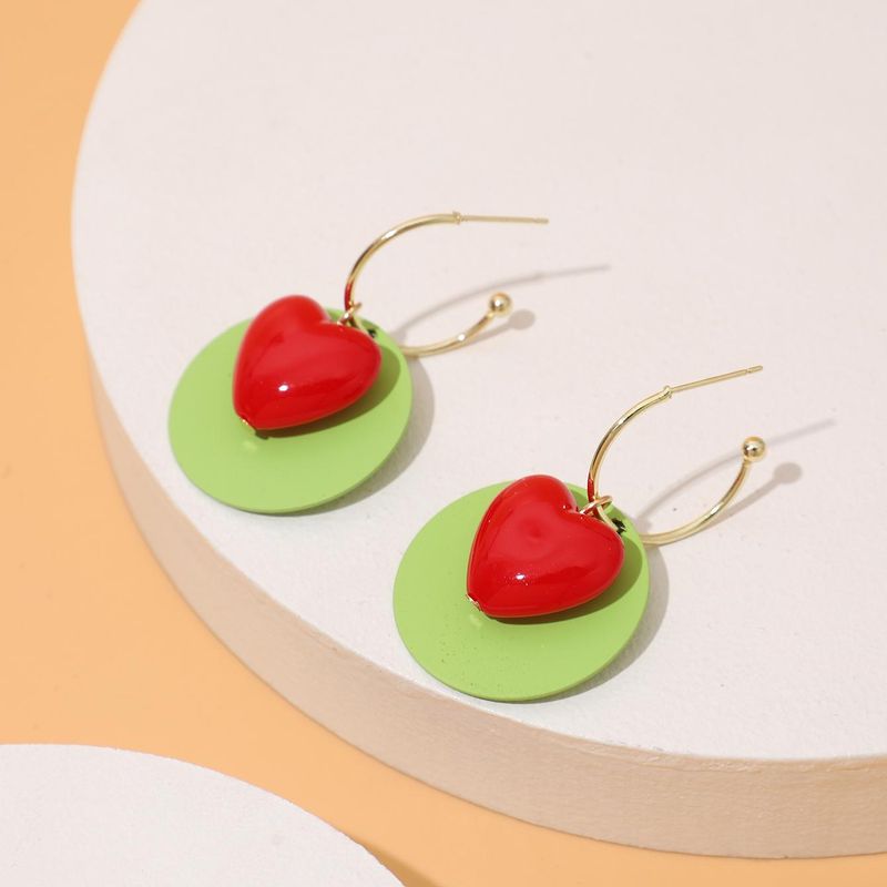 1 Pair Casual Vacation Pastoral Heart Shape Synthetic Resin Alloy Drop Earrings