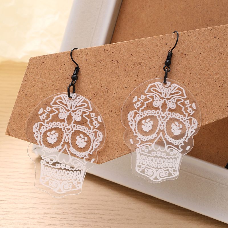 1 Pair Casual Vintage Style Simple Style Skull Transparent Arylic Drop Earrings