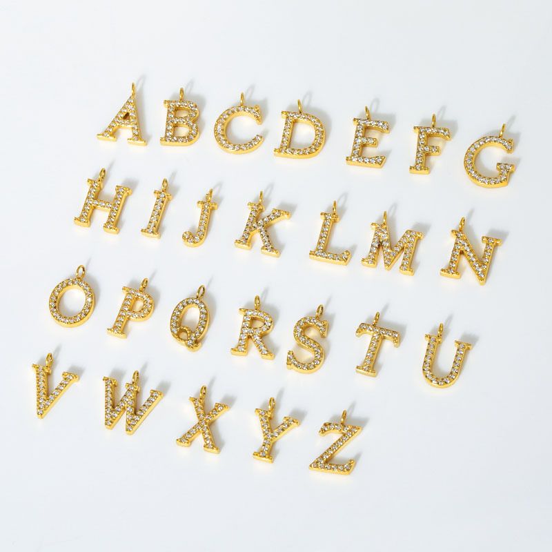 1 Piece 12*10mm Titanium Steel Zircon 18K Gold Plated Letter Pendant