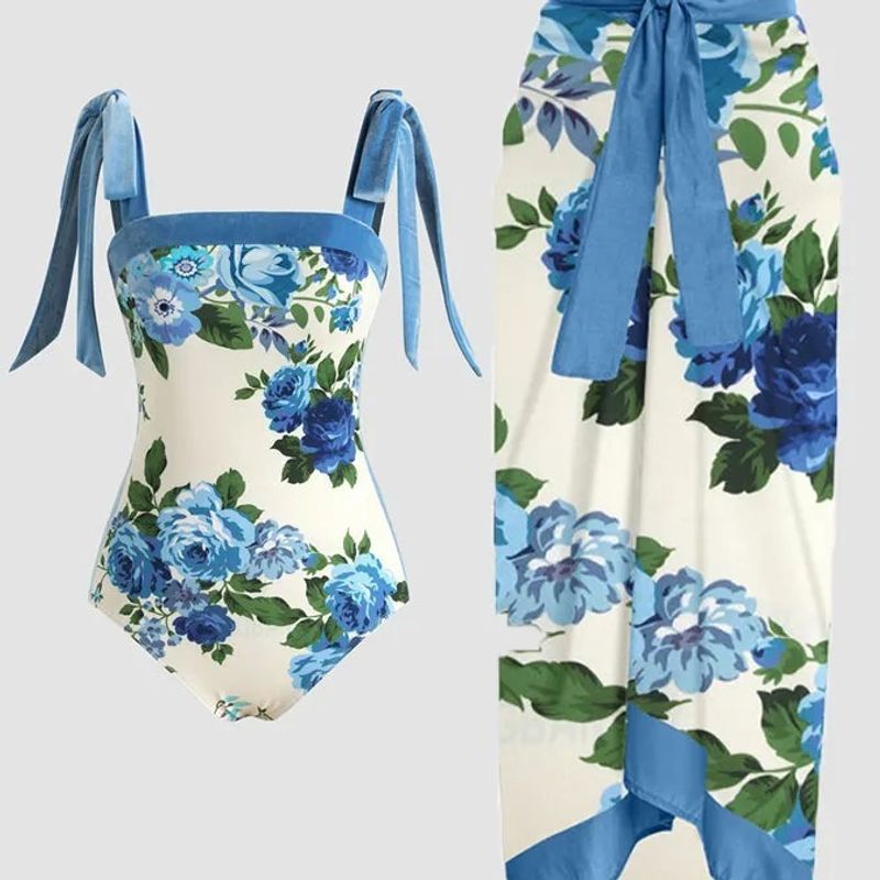 Women's Vacation Ditsy Floral 2 Pieces Set One Piece Swimwear