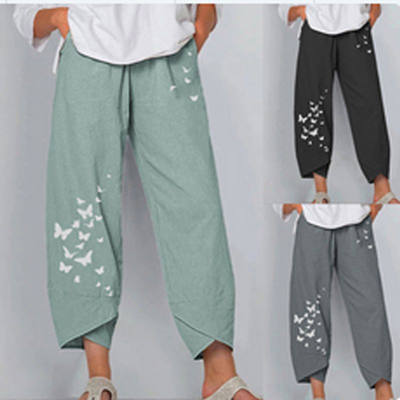 Women's Holiday Daily Simple Style Solid Color Butterfly Ankle-Length Casual Pants Straight Pants