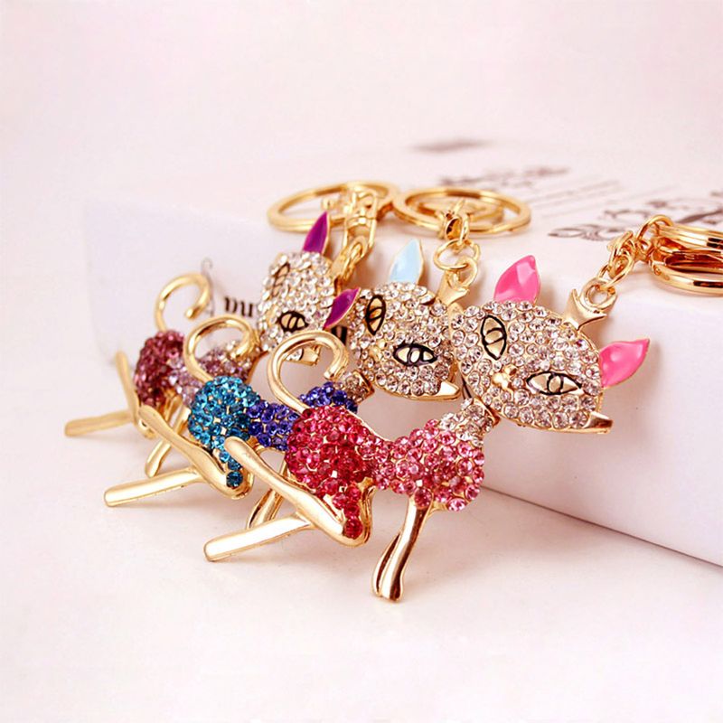 Cute Fox Zinc Alloy Plating Inlay Rhinestones Women's Bag Pendant Keychain