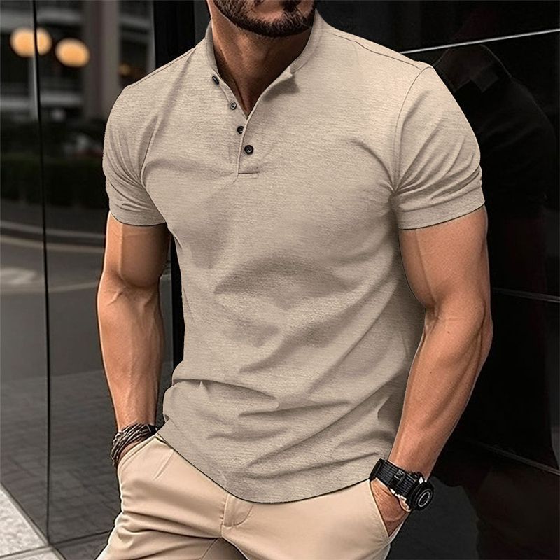 Hombres Color Sólido Estilo Simple Rechazar Manga Corta Suelto Camiseta Hombre