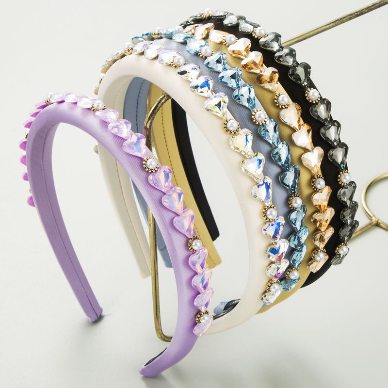 Women's Vacation Modern Style Classic Style Heart Shape Alloy Cloth Glass Inlay Glass Hair Band