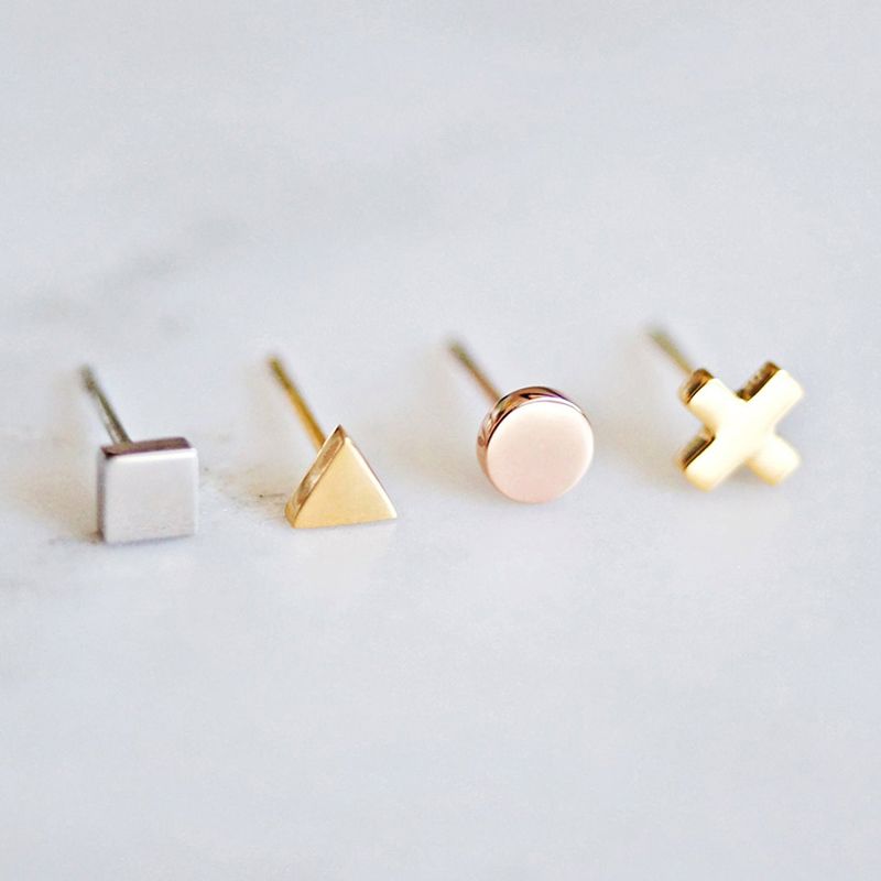 1 Pair Casual Simple Style Triangle 304 Stainless Steel 14K Gold Plated Ear Studs