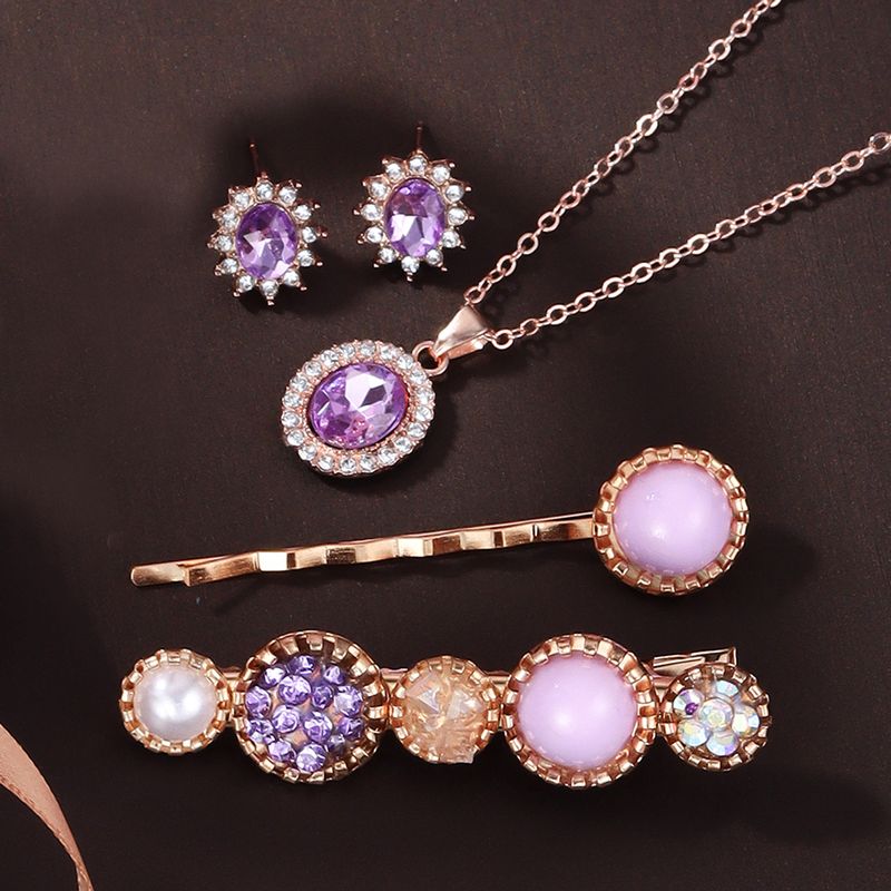 Elegant Romantic Shiny Round Acrylic Rhinestones Arylic Alloy Wholesale Jewelry Set