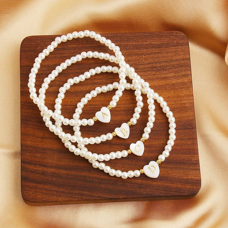 Wholesale Jewelry Sweet Simple Style Classic Style Heart Shape Imitation Pearl Beaded Handmade Bracelets