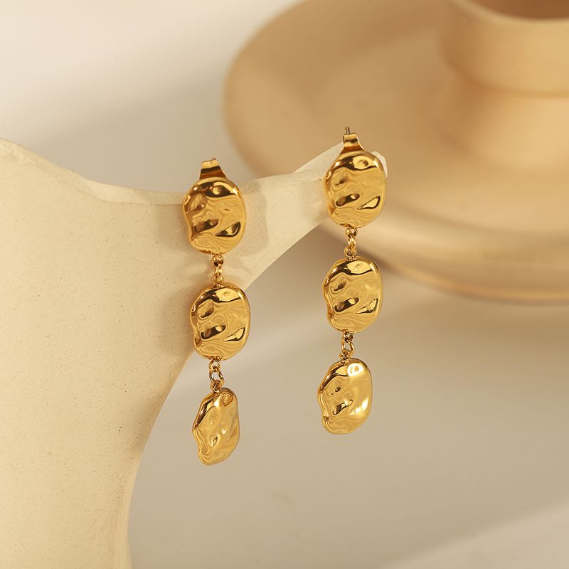 1 Pair Vintage Style Exaggerated Round Plating 304 Stainless Steel 18K Gold Plated Drop Earrings