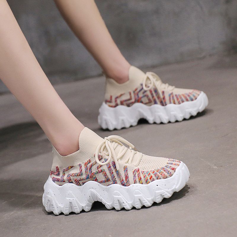 Women's Casual Sports Solid Color Round Toe Chunky Sneakers