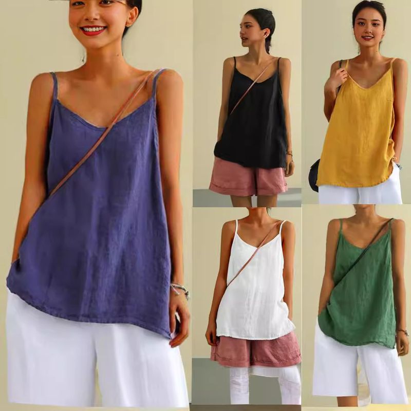 Women's Camisole Tank Tops Backless Simple Style Solid Color