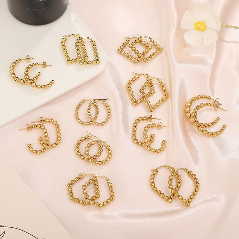 1 Pair Basic Retro Geometric Plating 201 Stainless Steel Gold Plated Earrings