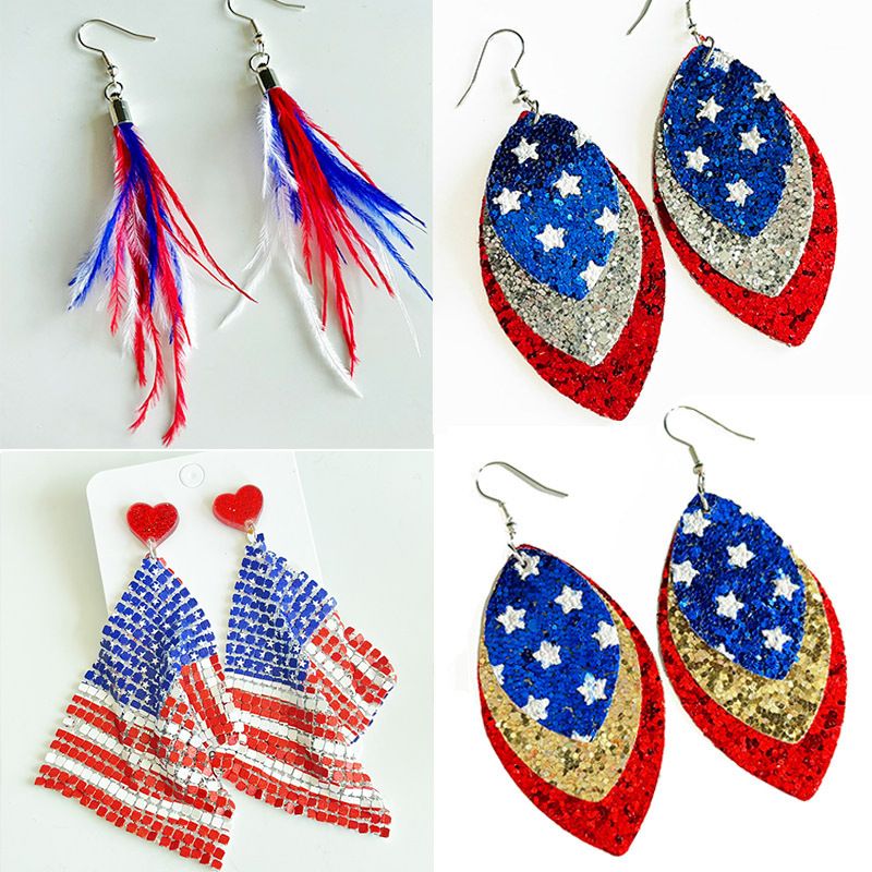1 Pair Simple Style Classic Style Geometric Printing Pu Leather Drop Earrings