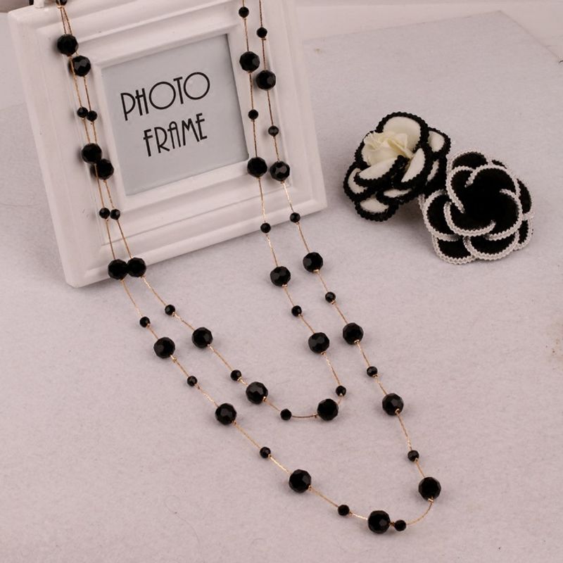Einfacher Stil Runden Künstlicher Kristall Legierung Perlen Frau Pulloverkette Lange Halskette