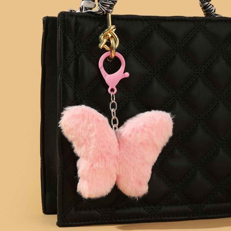 Süß Schmetterling Nachahmung Von Pelz Kunststoff Unisex Taschenanhänger Schlüsselbund