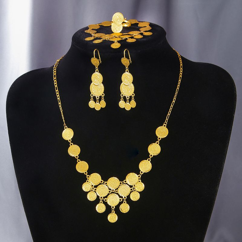 Copper 18K Gold Plated Vintage Style Classic Style Sequins Solid Color Jewelry Set