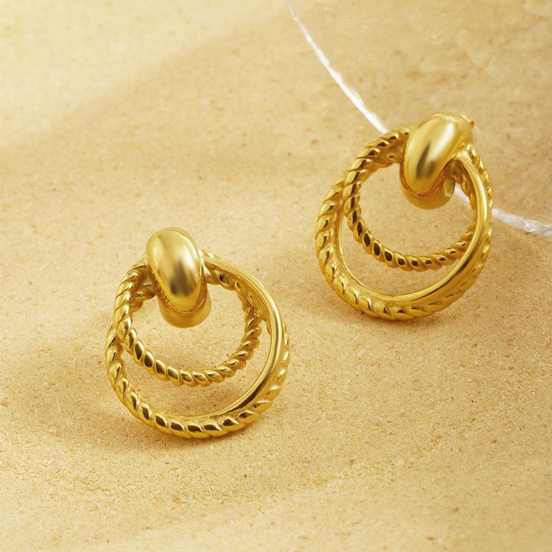 1 Pieza Estilo Simple Estilo Clásico Circulo Enchapado Acero Inoxidable 304 Chapados en oro de 18k Pendientes