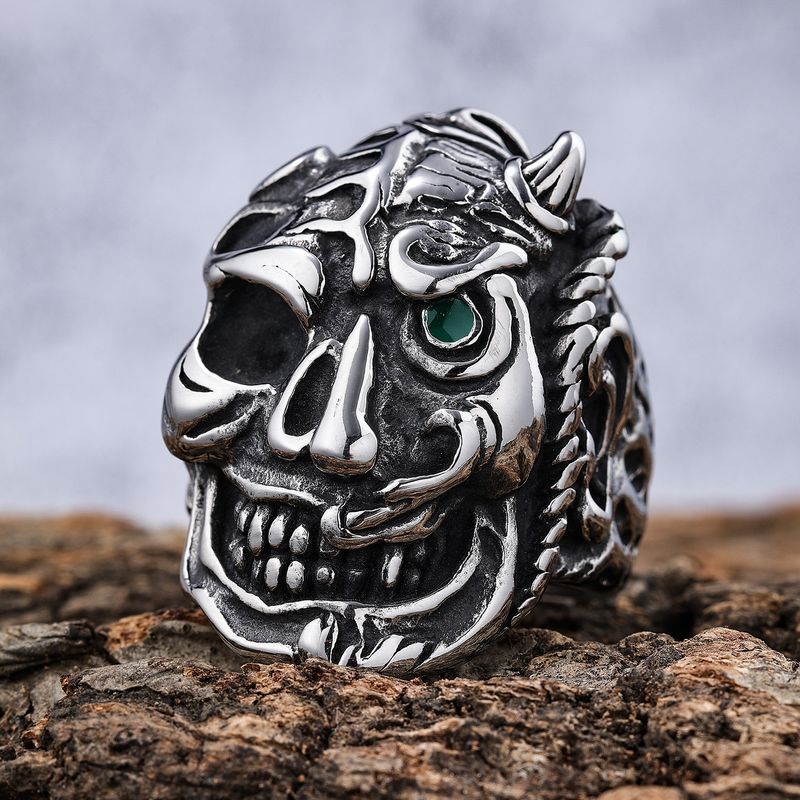 Hip-Hop Streetwear Skull 304 Stainless Steel Men's Rings