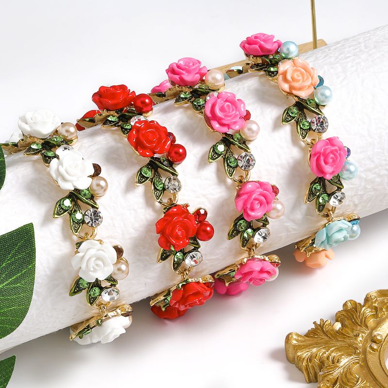 Wholesale Jewelry Elegant Sweet Classic Style Water Droplets Flower Alloy Rhinestones Inlay Bracelets