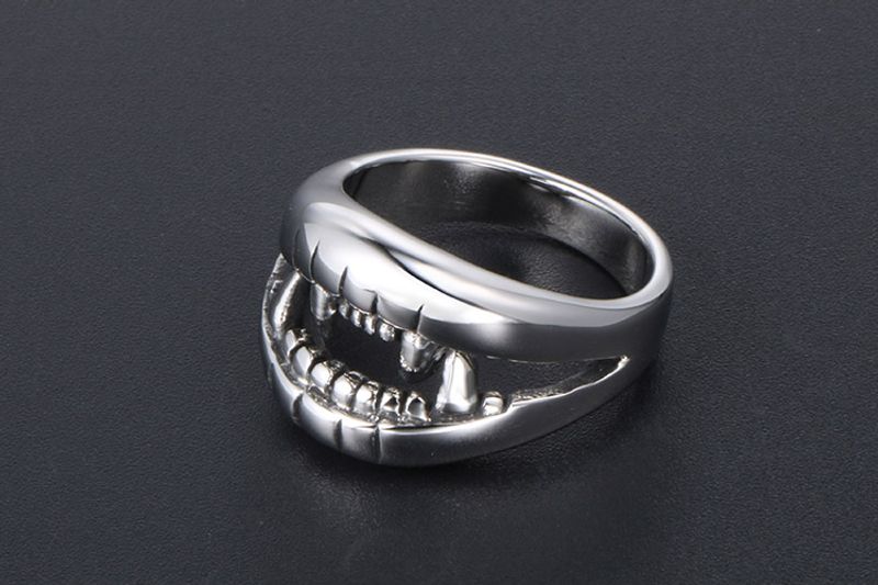 IG Style Retro Cool Style Teeth 304 Stainless Steel Polishing Men's Rings