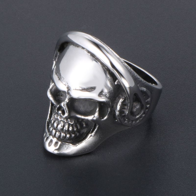 304 Stainless Steel IG Style Retro Funny Polishing Skull Rings