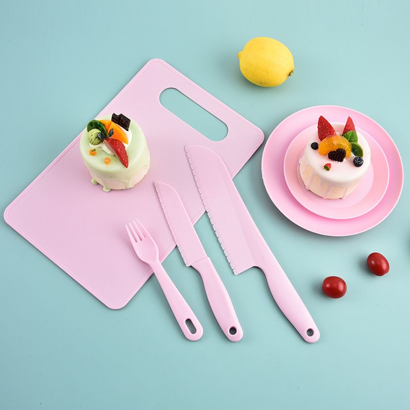 Casual Solid Color Plastic Chopping Board Fruit Knife 1 Set