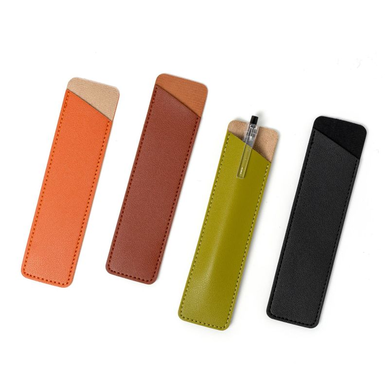 Solid Color Pu Learning Vintage Style Simple Style Pencil Case