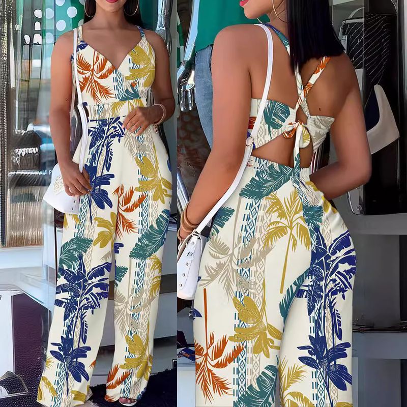 Women's Sleeveless Bodysuits Vacation Printing