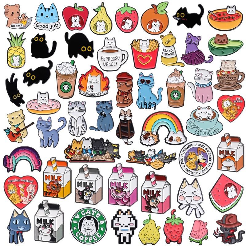 Casual Cute Cartoon Cup Cat Alloy Enamel Plating Unisex Brooches