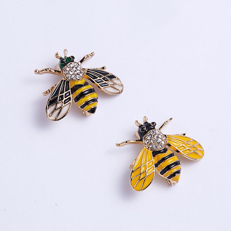 Cartoon Style Cute Animal Insect Bee Alloy Enamel Plating Inlay Rhinestones Unisex Brooches