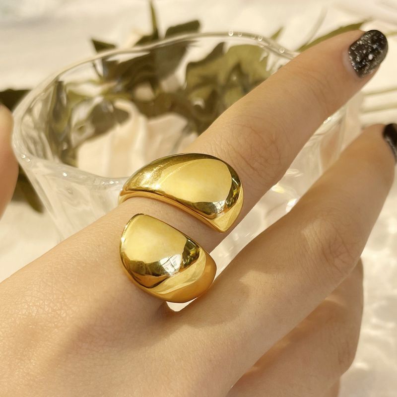 304 Stainless Steel 14K Gold Plated Casual Modern Style Commute Plating Solid Color Rings