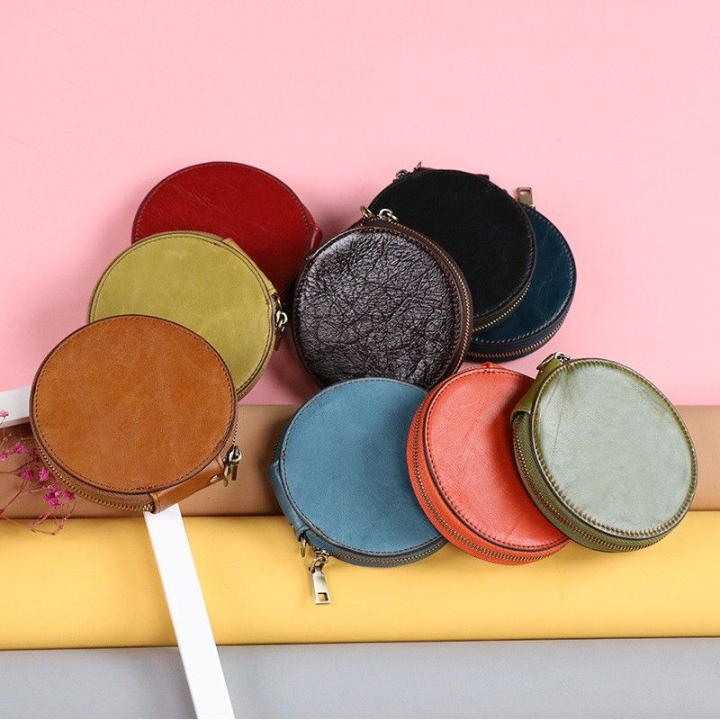 Unisex Solid Color Leather Zipper Wallets