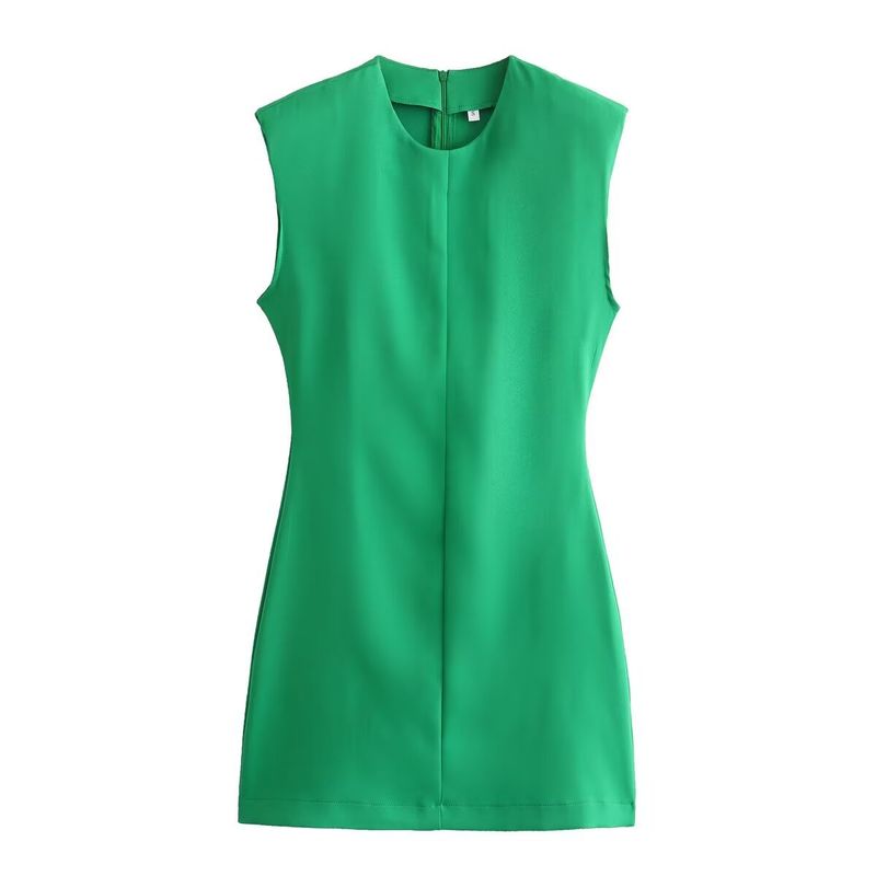 Women's Tank Dress Streetwear U Neck Zipper Sleeveless Solid Color Above Knee Business Outdoor Daily