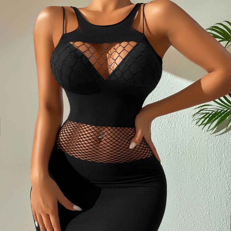 Women's Sexy Solid Color Sexy Lingerie Sets Holiday Nightclub Party Hollow Out Diamond Ultra-thin High Waist See-Through Sexy Lingerie