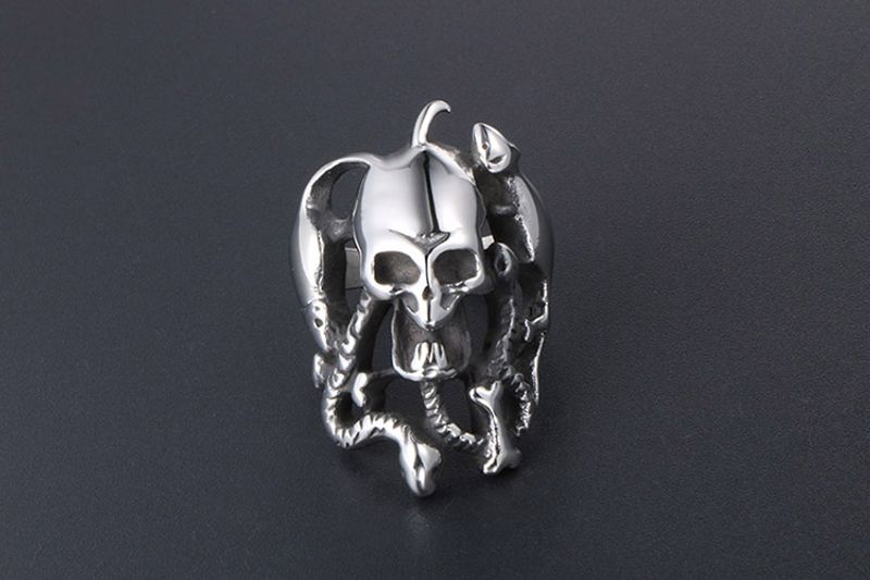 304 Stainless Steel Retro Funny Punk Polishing Skull Rings