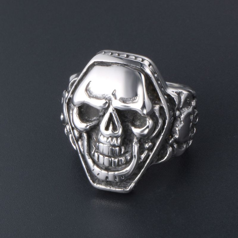 304 Stainless Steel Gothic Retro Punk Polishing Skull Rings