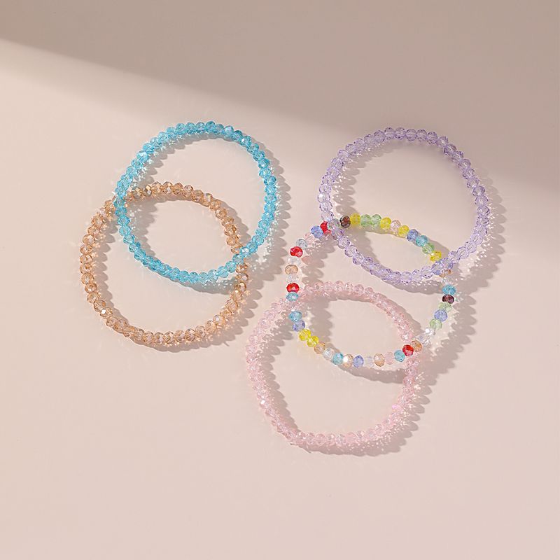 Großhandel Schmuck Einfacher Stil Pendeln Einfarbig Künstlicher Kristall Perlen Stricken Armbänder