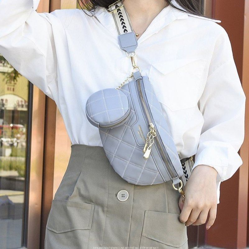 Women's Elegant Solid Color Pu Leather Waist Bags