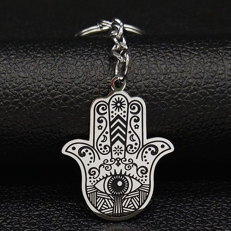 Gothic Hip-Hop Punk Devil's Eye 304 Stainless Steel Carving Silver Plated Keychain