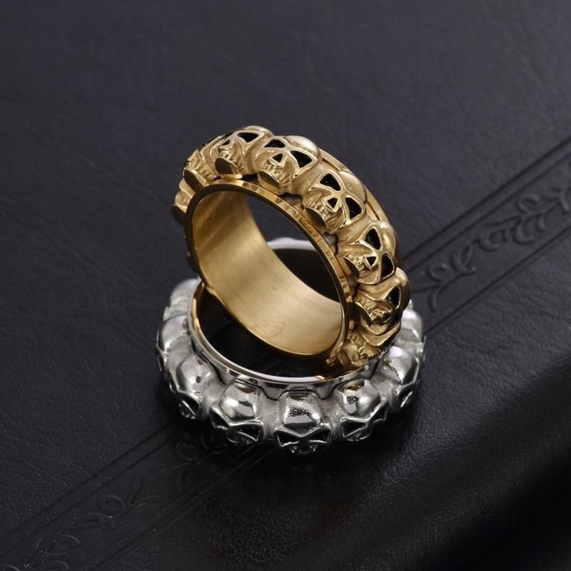 304 Stainless Steel 18K Gold Plated Elegant Simple Style Polishing Skull Rings Anxiety Ring