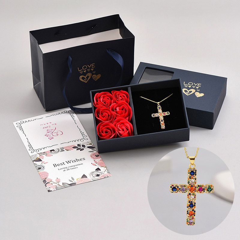 Basic Modern Style Classic Style Geometric Cross Alloy Copper Plating Women's Pendant Necklace