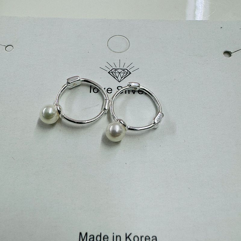 1 Pair Simple Style Round Inlay Sterling Silver Pearl Earrings
