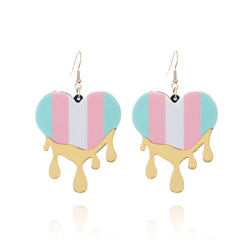 1 Pair Cute Lady Sweet Rainbow Heart Shape Heart Arylic Drop Earrings