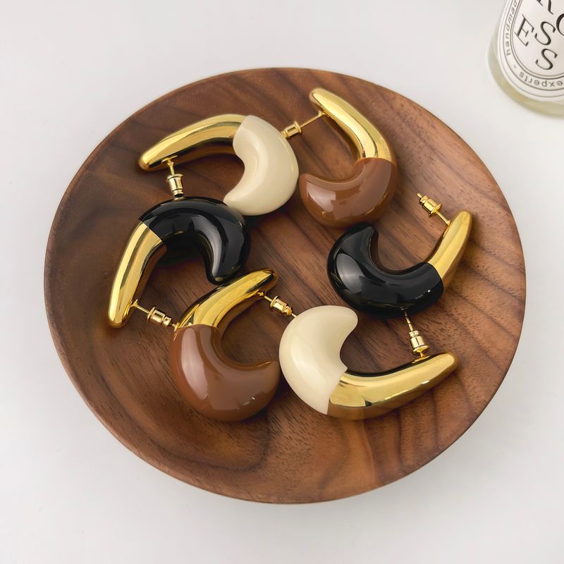 1 Pair Exaggerated Simple Style Geometric Enamel Copper 14K Gold Plated Ear Studs