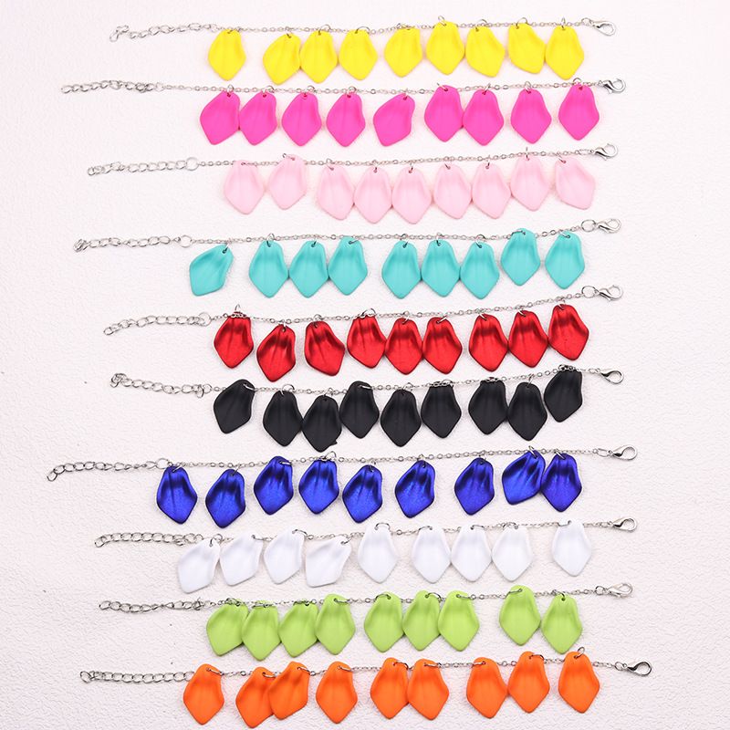 Acier Inoxydable 304 Arylique Style Simple Style Classique Patchwork Couleur Unie Bracelets Collier