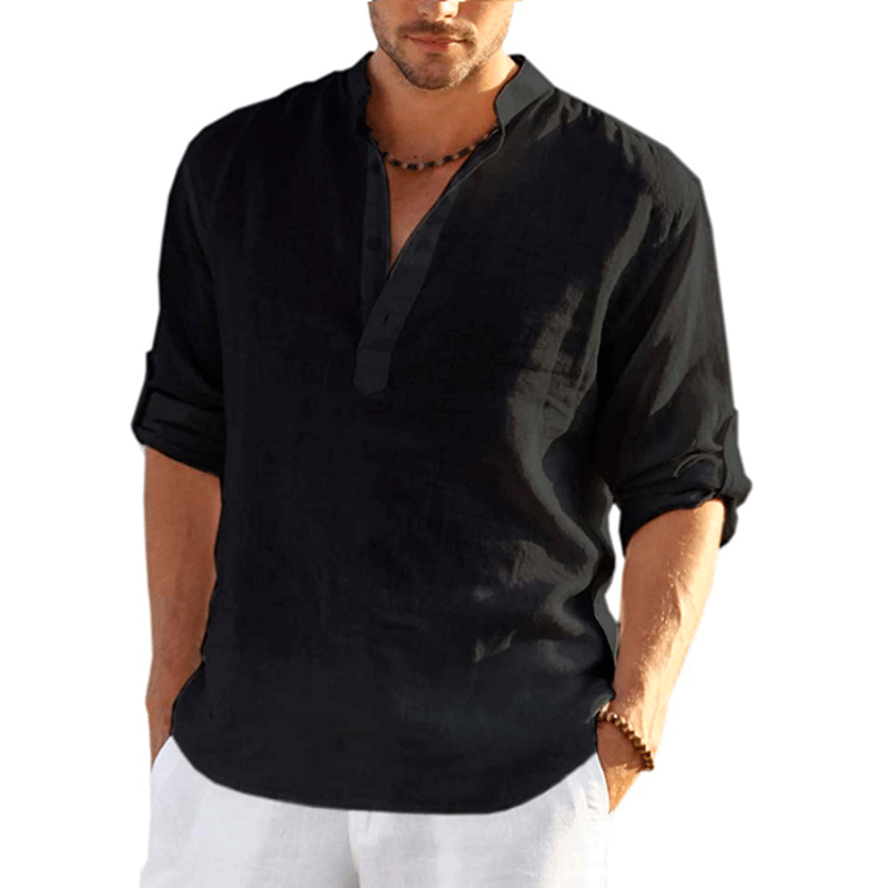 Men's Solid Color Simple Style V Neck Short Sleeve Loose Men's Tops