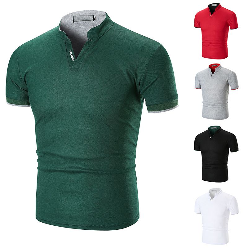 Men's Solid Color Casual V Neck Short Sleeve Regular Fit Men's Tops