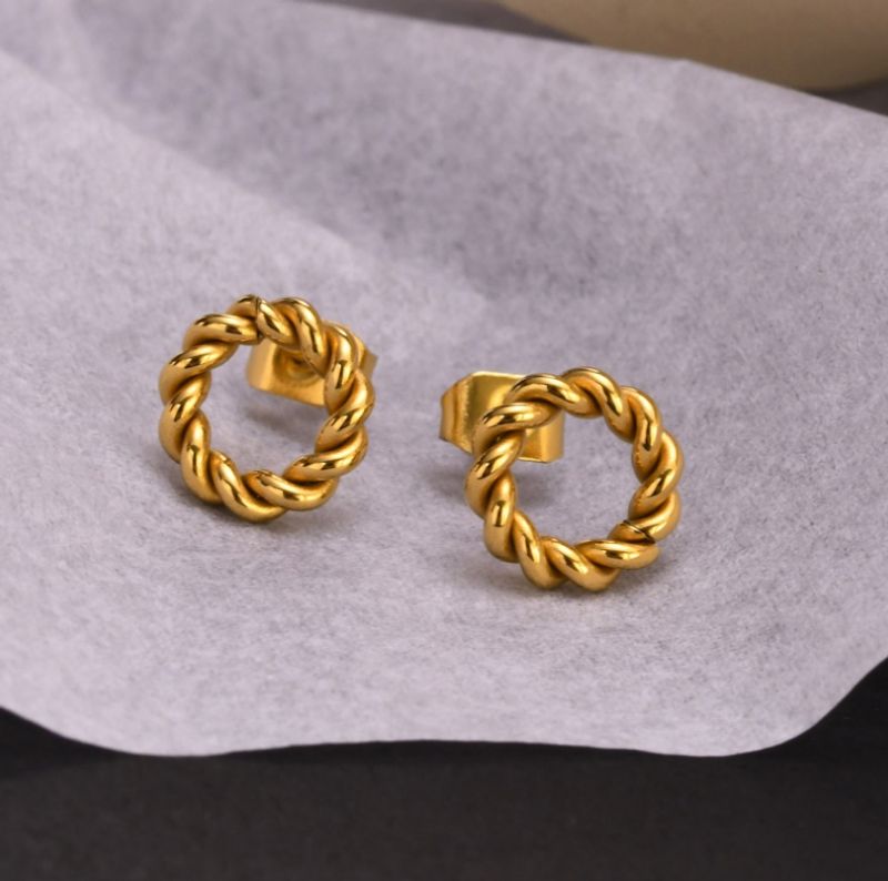 1 Pair Simple Style Classic Style Solid Color Plating 304 Stainless Steel Titanium Steel 18K Gold Plated Ear Studs