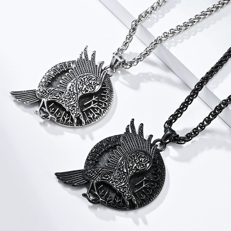 Hip-Hop Retro Crow 304 Stainless Steel 18K Gold Plated Unisex Pendant Necklace