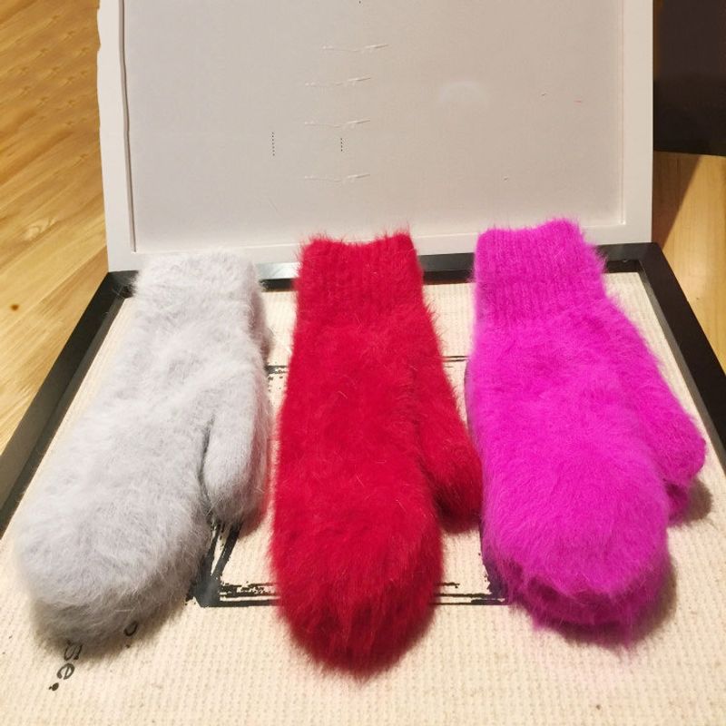 Korean Solid Color Rabbit Wool Gloves Wholesale Nihaojewelry