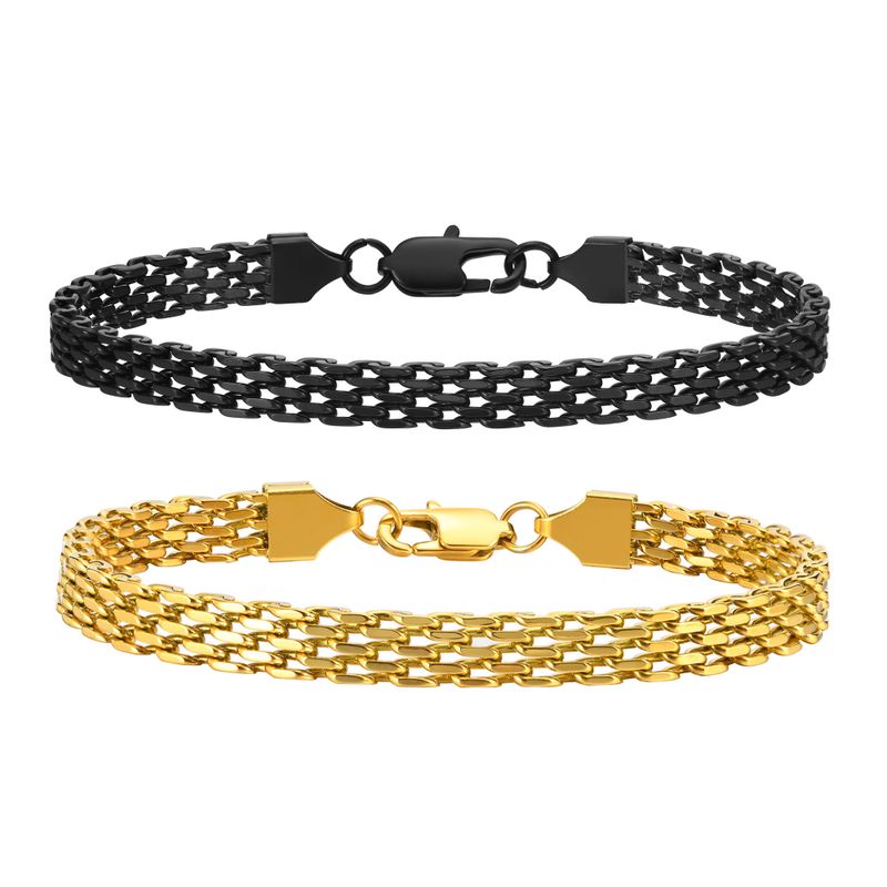 Simple Style Commute Mesh 201 Stainless Steel Plating Braid 18K Gold Plated Men's Bracelets